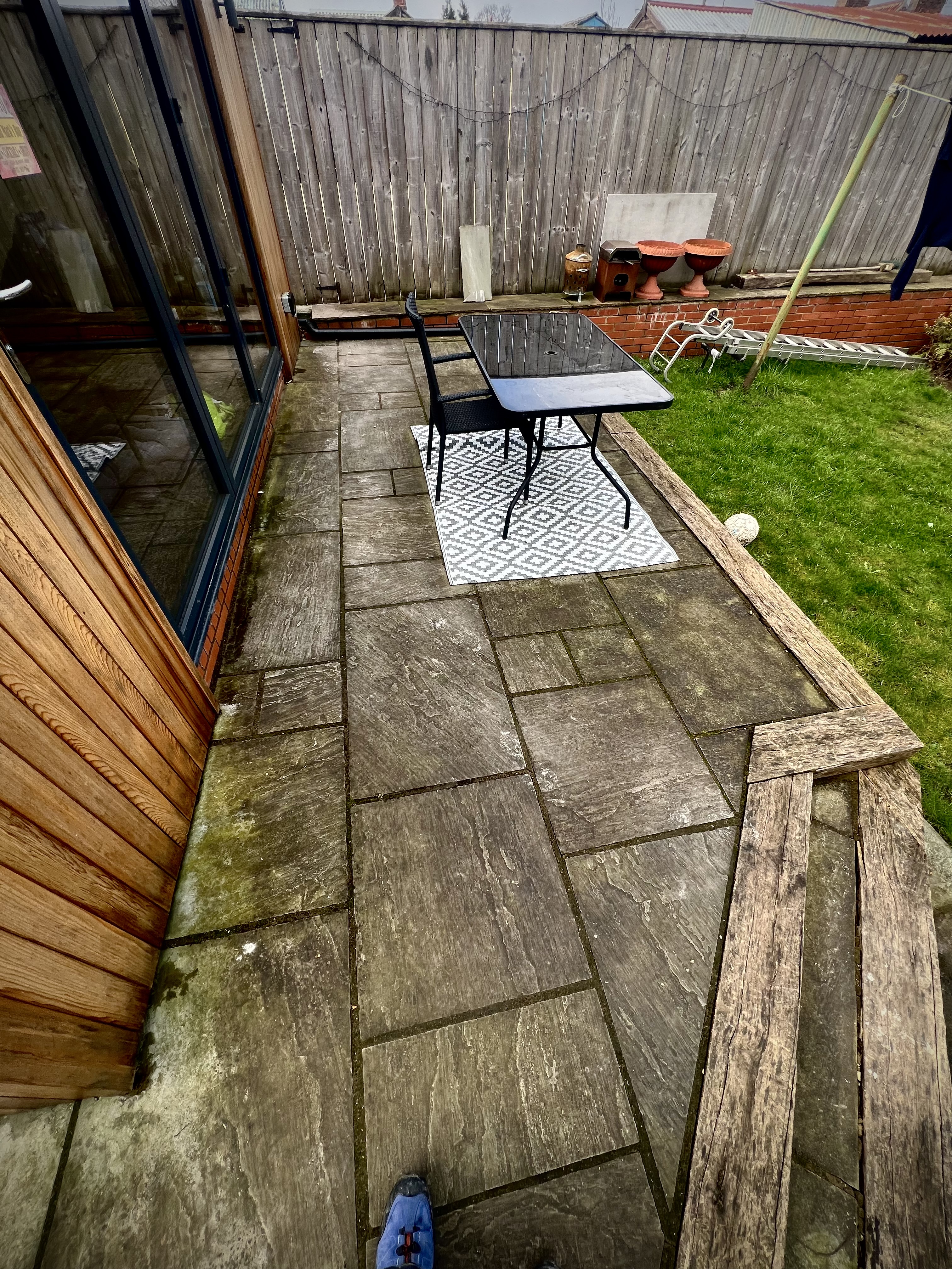 Dirty surface before pressure washing
